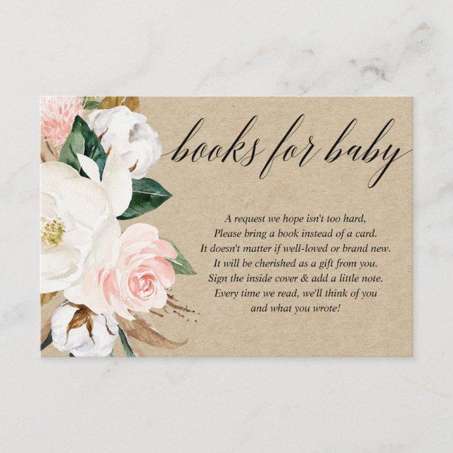 Carte D'accompagnement Russe floral blush fille baby shower demande de ré (Devant)