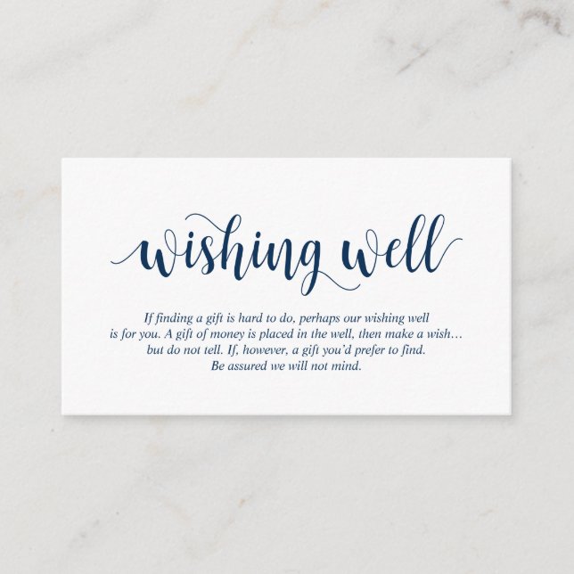 Carte D'accompagnement Russe moderne, Bleu de marine, Mariage Wishing wel (Devant)