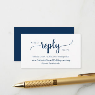 Carte D'accompagnement Russe moderne, Navy Blue, site web de la RSVP en l