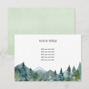 Carte D'accompagnement Russe montagnes forêt aquarelle blanc insert