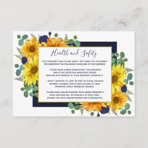 Carte D'accompagnement Russe Tournesol Roses de la Marine Mariage Sécurit