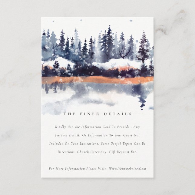Carte D'accompagnement Rust Navy Winter Pine Forest Snow Détails du Maria (Devant)