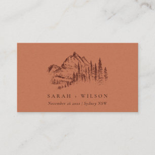 Carte D'accompagnement Rust Orange Woods Mountain Sketch Mariage Website