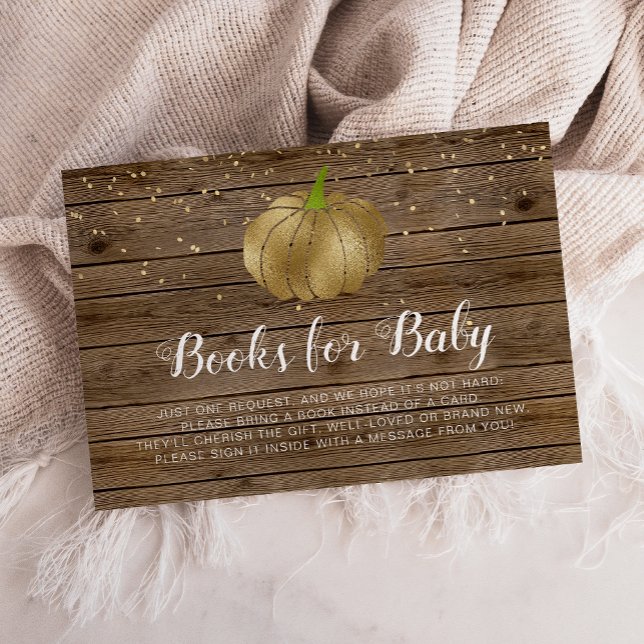 Carte D'accompagnement Rustic Barn Wood Citrouille Baby shower Livres (Créateur téléchargé)