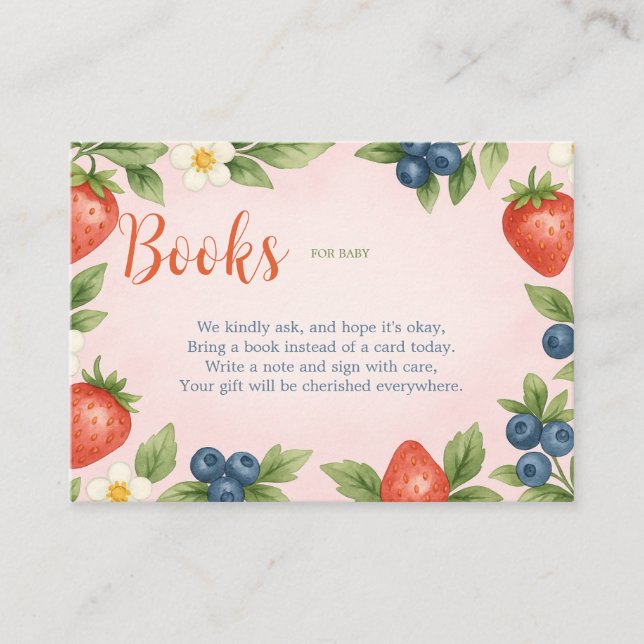 Carte D'accompagnement Rustic Berry Sweet Book Baby Card (Devant)