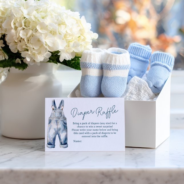 Carte D'accompagnement Rustic Blue Jean Denim Baby shower de caleçon (Rustic Blue Jean Denim Diaper Raffle Baby Shower Enclosure Card)