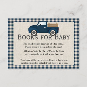 Carte D'accompagnement Rustic Blue Truck Books for Baby Card