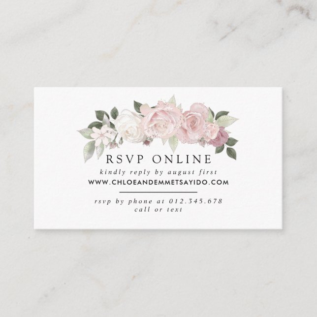 Carte D'accompagnement Rustic Blush rose Floral Site Mariage RSVP (Devant)