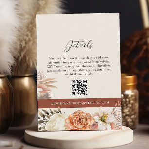 Carte D'accompagnement Rustic Boho Détails du Mariage de automne QR Code