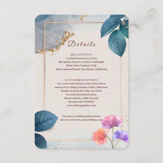 Carte D'accompagnement Rustic Botanical Wedding Enclosure Card | Elegant  (Devant)