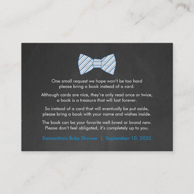 Carte D'accompagnement Rustic Bowtie Demande de livre / livres pour bébé  (Devant)