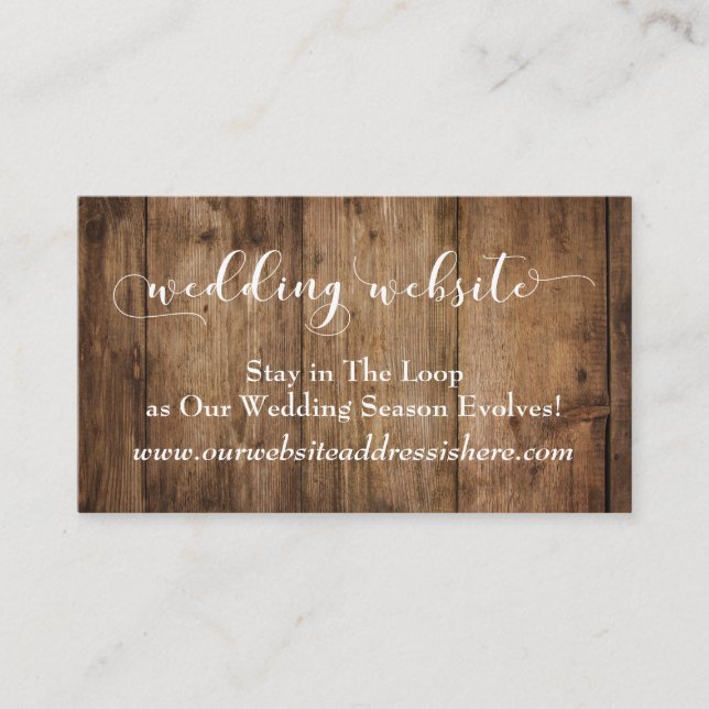 Carte D'accompagnement Rustic Brown Wood, Script Mariage Détails du site  (Devant)