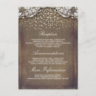 Carte D'accompagnement Rustic Burlap Gold Confetti Lace Détails du Mariag
