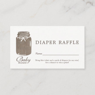 Carte D'accompagnement Rustic Burlap Mason Jar Bébé Déchets Raffle Ticket
