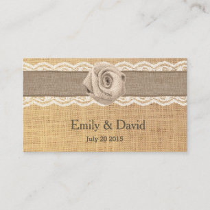 Carte D'accompagnement Rustic Burlap Rose Site Web Mariage Insérer des ca
