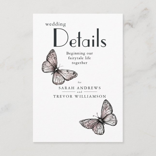 Carte D'accompagnement Rustic Butterflies Sketch Blush  (Devant)