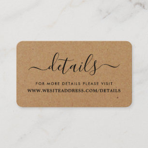 Carte D'accompagnement Rustic Country Kraft Détails du script simple