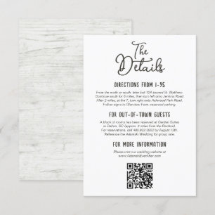 Carte D'accompagnement Rustic Country Wood Fall Farm Détails du Mariage