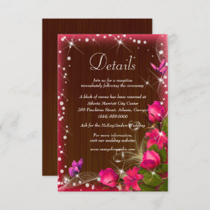 Carte D'accompagnement Rustic Dark Wood Rose Floral Détails du Mariage