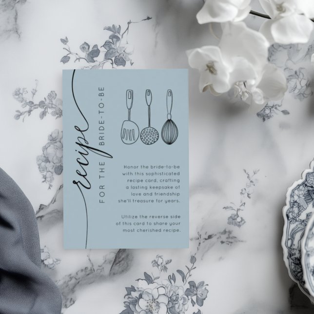 Carte D'accompagnement Rustic Dusty Blue Bridal Shower Recipe (Créateur téléchargé)