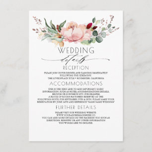 Carte D'accompagnement Rustic Fall Bloom Information Mariage Invité