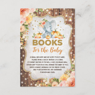 Carte D'accompagnement Rustic Fall Elephant Livres Citrouilles pour Baby