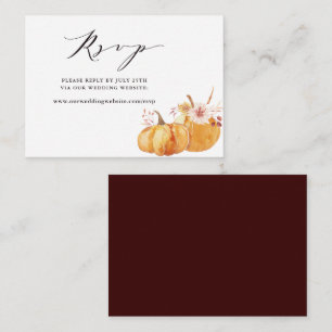 Carte D'accompagnement Rustic Fall Floral Citrouille site de Mariage RSVP