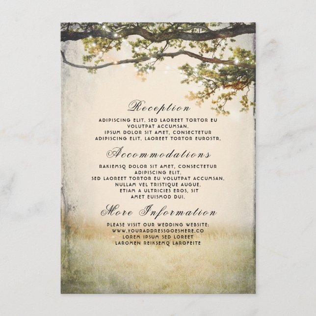 Carte D'accompagnement Rustic Fall Tree Branches Détails du Mariage (Devant)
