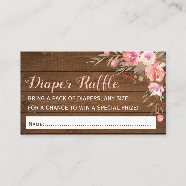 Carte D'accompagnement Rustic Girl Baby shower rose Refle Tickets (Devant)