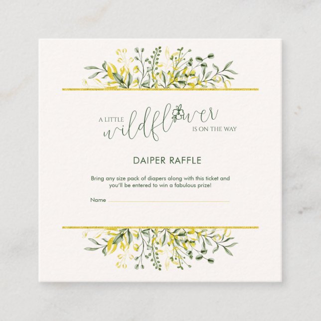 Carte D'accompagnement Rustic Golden Frame Wildflower Diaper Raffle (Devant)