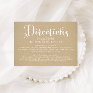 Carte D'accompagnement Rustic Kraft Mariage - Instructions de script blan