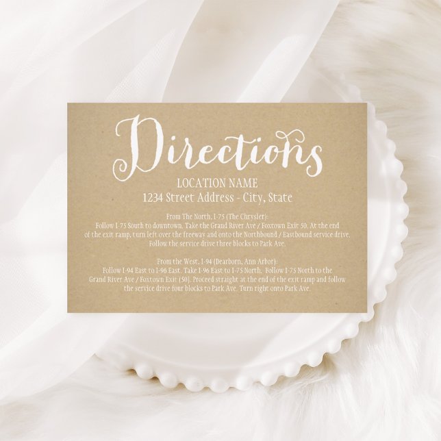 Carte D'accompagnement Rustic Kraft Mariage - Instructions de script blan (Créateur téléchargé)