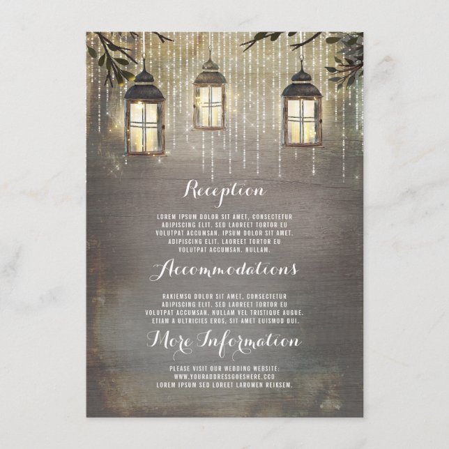 Carte D'accompagnement Rustic Lanterns Information Mariage Invité (Devant)