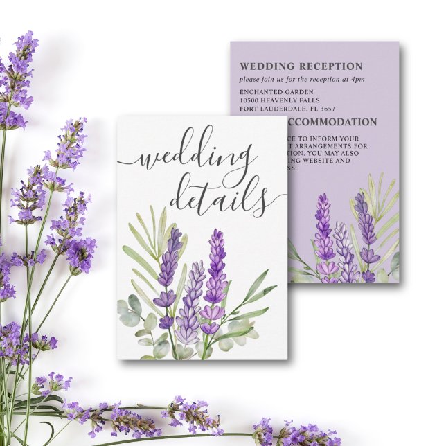 Carte D'accompagnement Rustic Lavender & Eucalyptus Mariage Détail (Créateur téléchargé)