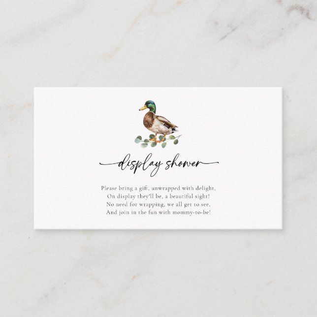 Carte D'accompagnement Rustic Mallard Baby shower à canard douche (Devant)