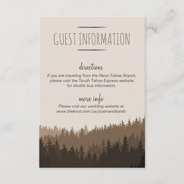 Carte D'accompagnement Rustic Mountain Guest Card en brun (Devant)