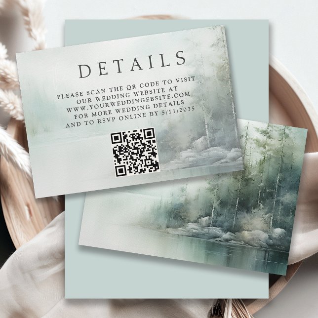 Carte D'accompagnement Rustic Mountain Lake Misty Pines Wedding Details (Créateur téléchargé)