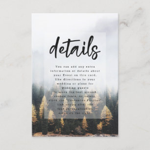 Carte D'accompagnement Rustic Mountain Pine Trees Détails du Mariage de a