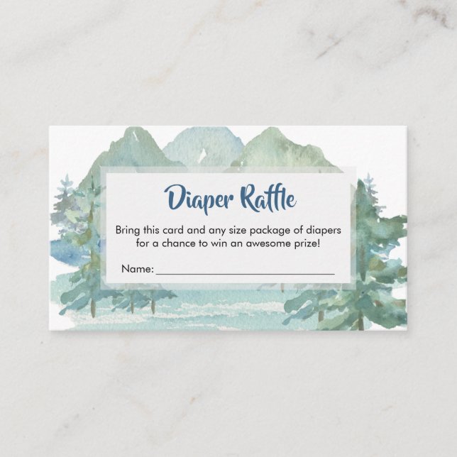 Carte D'accompagnement Rustic Mountains Adventure Baby Diaper Raffle (Devant)