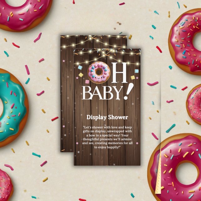 Carte D'accompagnement Rustic Oh Baby Donut & Sprinkle Baby shower Kawaii (Créateur téléchargé)