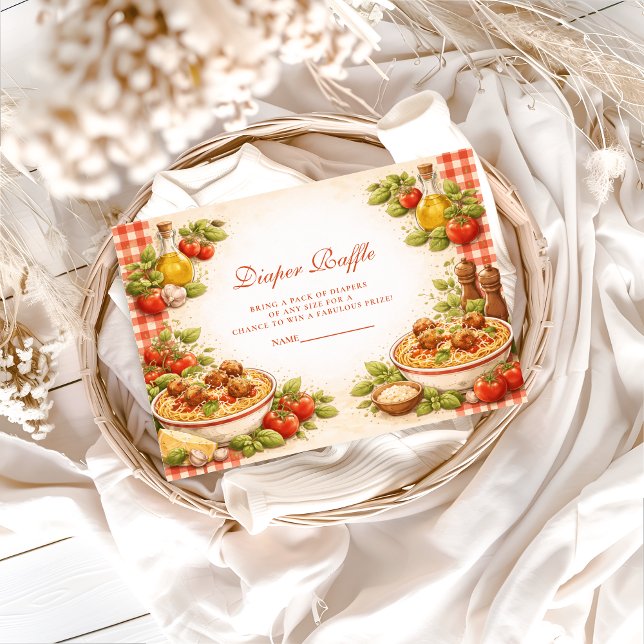 Carte D'accompagnement Rustic Red Gingham Little Meatball Diapper Raffle (Créateur téléchargé)