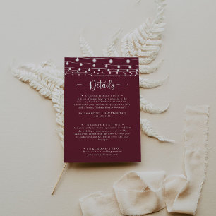Carte D'accompagnement Rustic String Lights Bourgogne Détails du Mariage