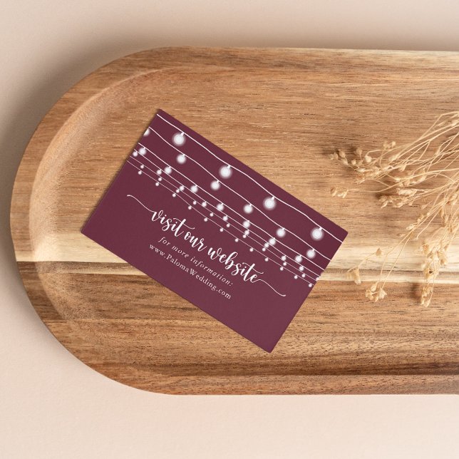 Carte D'accompagnement Rustic String Lumières Bourgogne site Mariage (Créateur téléchargé)