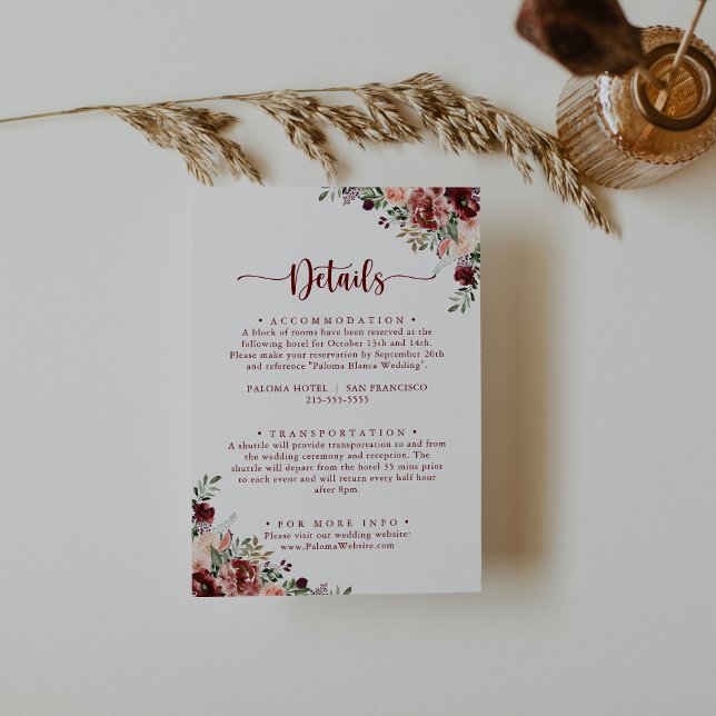 Carte D'accompagnement Rustic Summer Floral Calligraphie Détails du Maria (Créateur téléchargé)