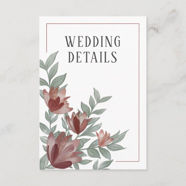 Carte D'accompagnement Rustic Terracotta Floral Détails du Mariage (Devant)