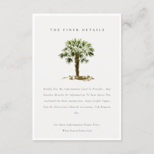 Carte D'accompagnement Rustic Tropical Beach Palm Trees Détails du Mariag