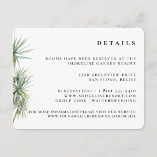 Carte D'accompagnement Rustic Tropical Palm Tree Détails du Mariage