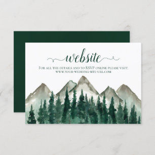 Carte D'accompagnement Rustic Watercolor Mountains & Pine Mariage Website