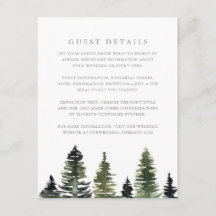 Rustic Watercolor Pine Trees Mariage Détails au su