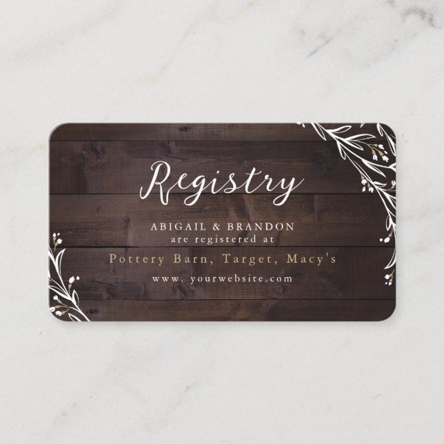 Carte D'accompagnement Rustic Wood Boho Floral Country brid Registry (Devant)